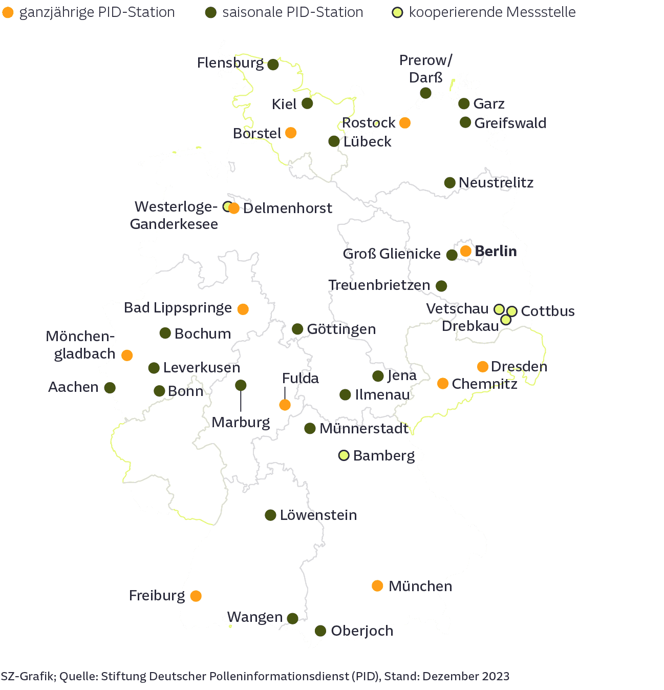 Pollen Monitoring Stations Map